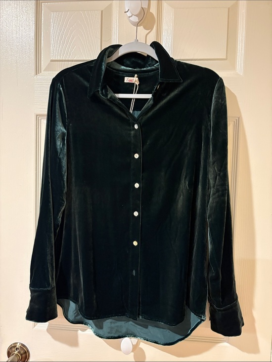 Faherty Tops - Faherty Legends Dark Green Velvet Button-Down Shirt NWT